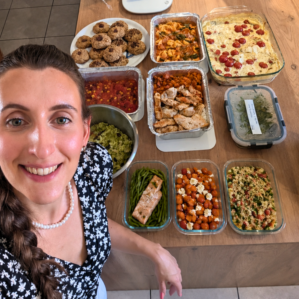 Repas variés et équilibrés préparés lors d'une prestation de batch cooking à domicile à Colmar